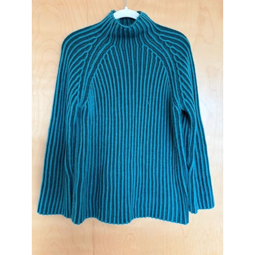 Kate & Sam Turquoise Ribbed Sweater with Mock Neck Size M